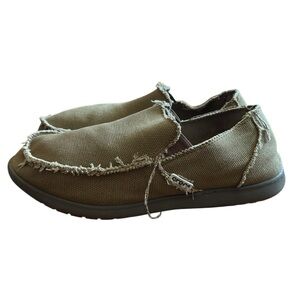 Crocs Men’s Santa Cruz Slip-On Canvas Shoe Khaki  Croslite Cushioned Casual 9